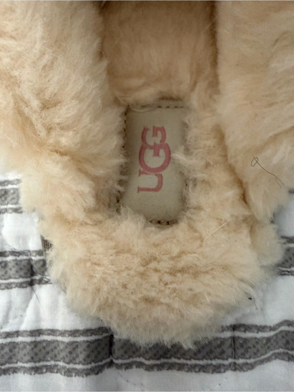 UGG Women's Suede Shearling-Lined Slip-On Clog in Light Gray with Cream Trim - Picture 8 of 8